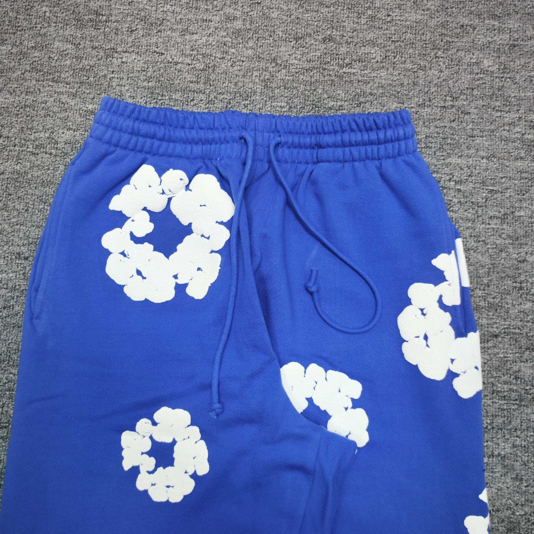 Denim Tears 花环图案发泡印花 松紧腰运动裤 休闲裤 裤子 长裤 蓝色