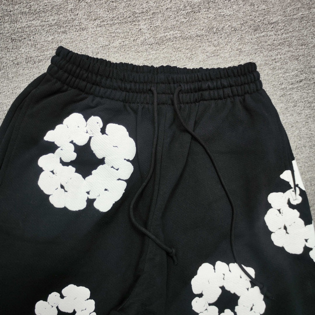 Denim Tears 花环图案发泡印花 松紧腰运动裤 休闲裤 裤子 长裤 黑色 