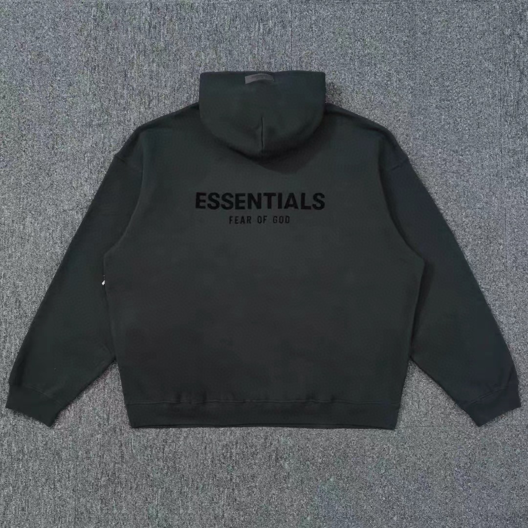 Fear of God 胸口后背植绒字母印花 抓绒 套头连帽卫衣 帽衫 外套 灰色 燕麦色 黑色