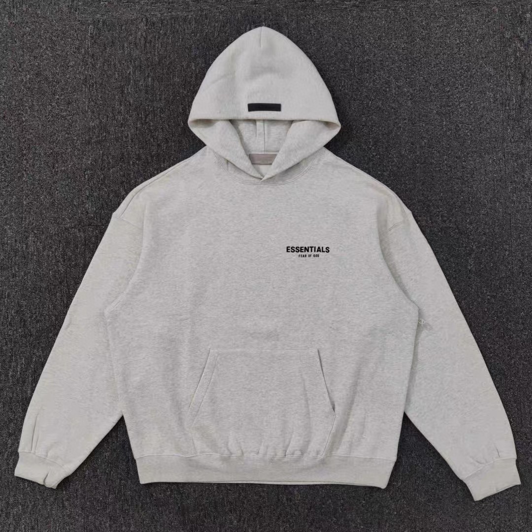 Fear of God 胸口后背植绒字母印花 抓绒 套头连帽卫衣 帽衫 外套 灰色 燕麦色 黑色