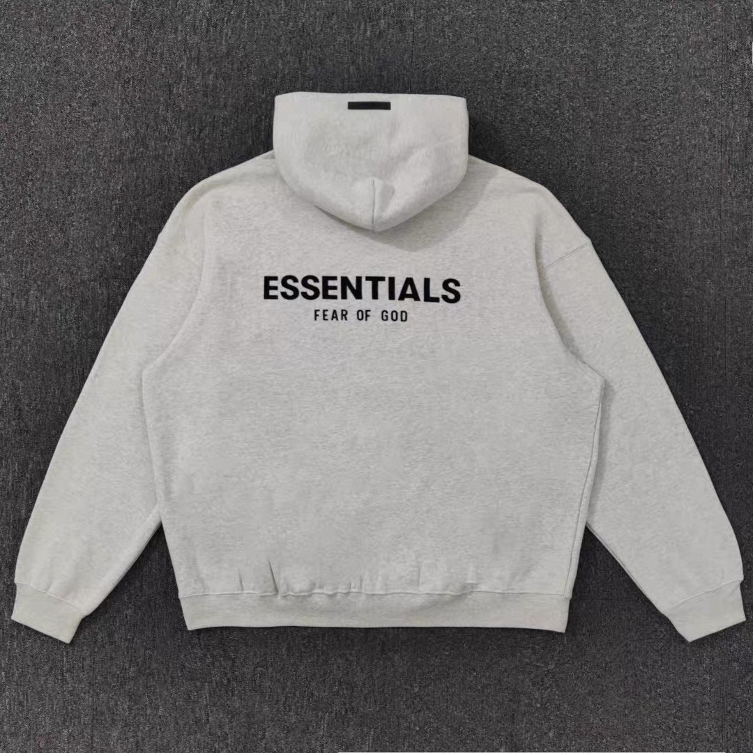Fear of God 胸口后背植绒字母印花 抓绒 套头连帽卫衣 帽衫 外套 灰色 燕麦色 黑色