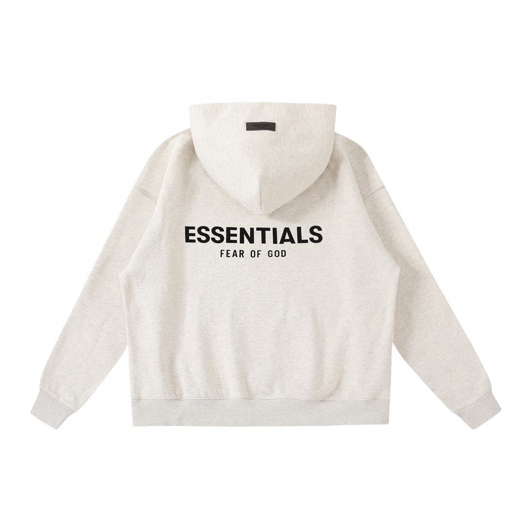 Fear of God 胸口后背植绒字母印花 抓绒 套头连帽卫衣 帽衫 外套 灰色 燕麦色 黑色