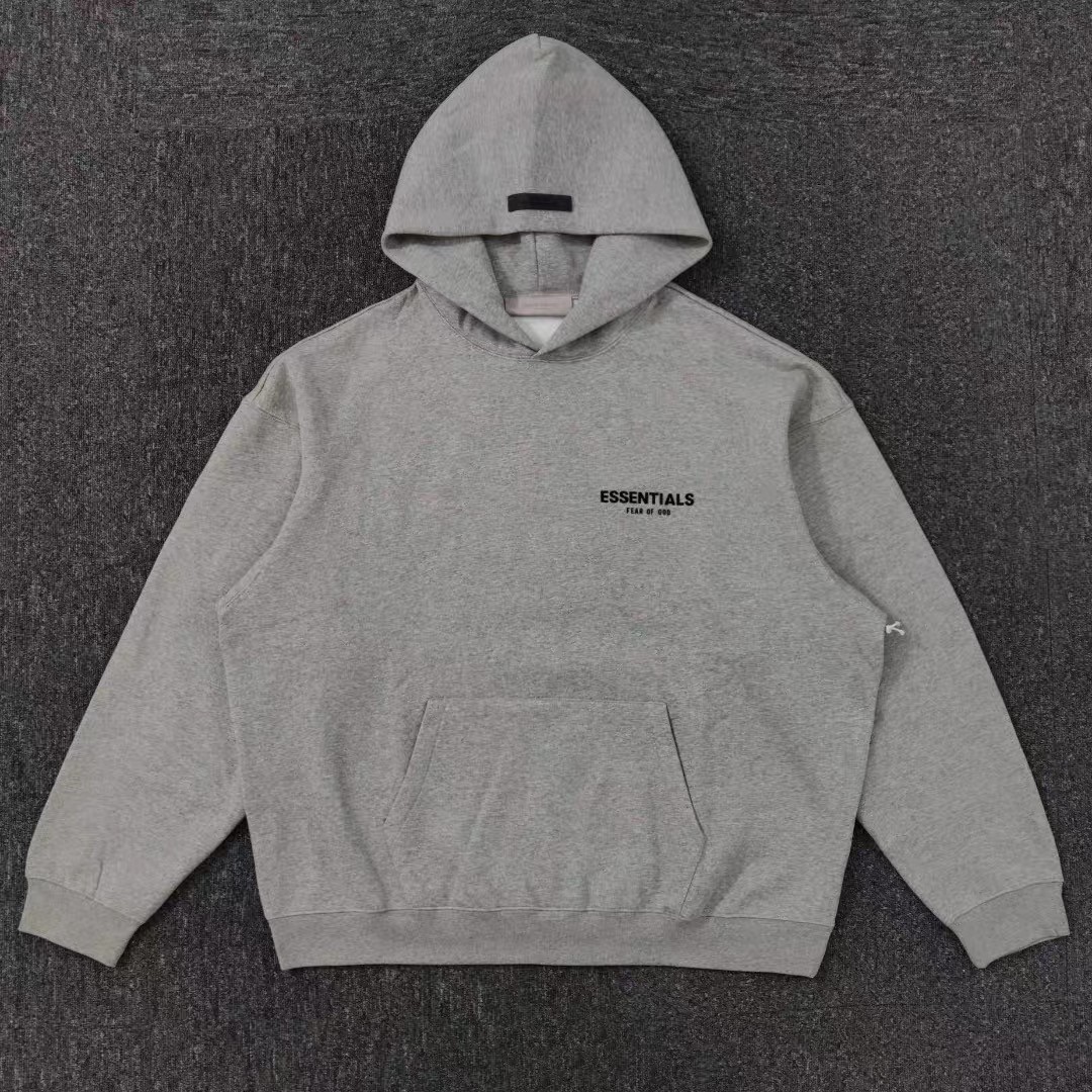 Fear of God 胸口后背植绒字母印花 抓绒 套头连帽卫衣 帽衫 外套 灰色 燕麦色 黑色