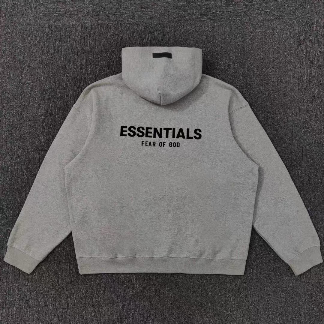 Fear of God 胸口后背植绒字母印花 抓绒 套头连帽卫衣 帽衫 外套 灰色 燕麦色 黑色