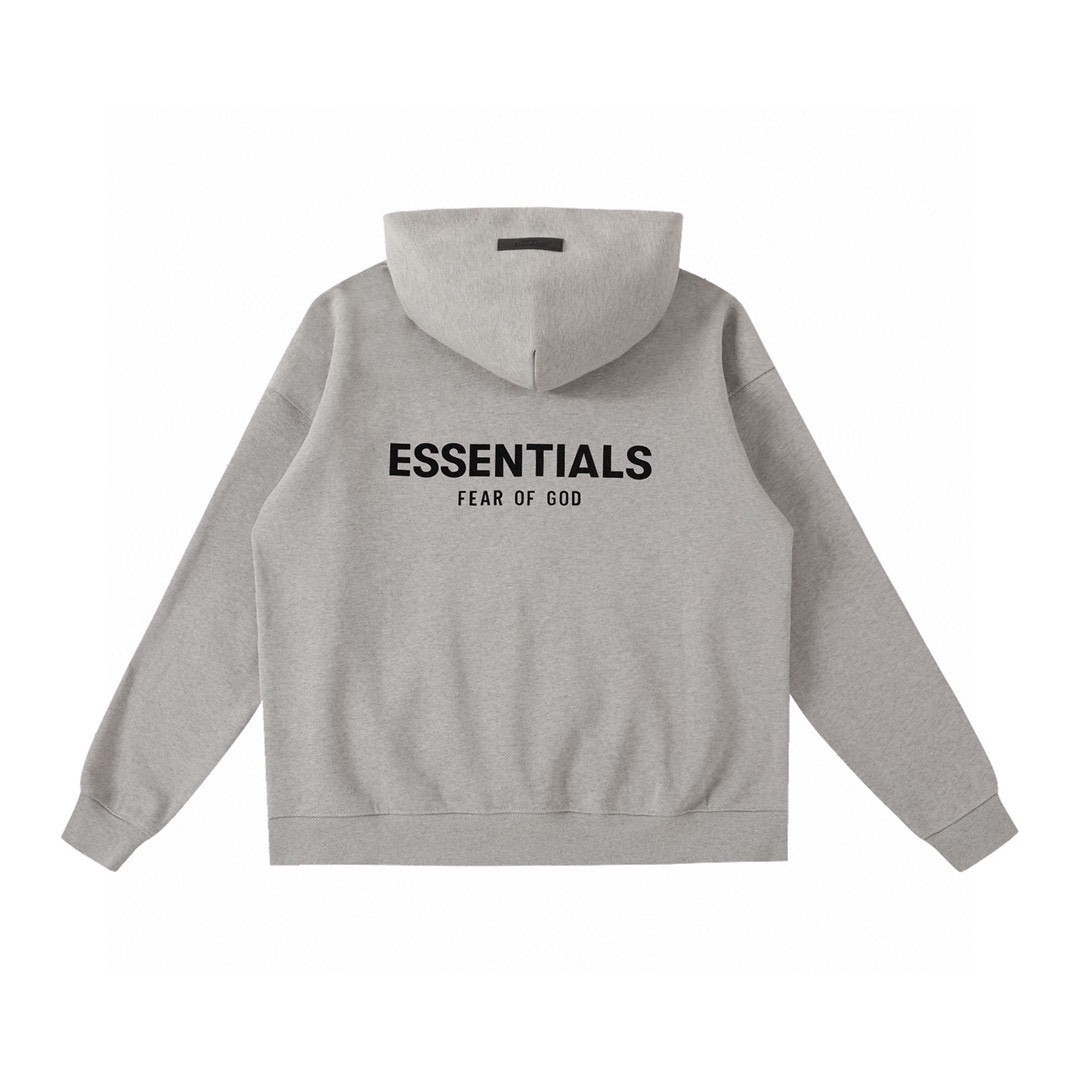 Fear of God 胸口后背植绒字母印花 抓绒 套头连帽卫衣 帽衫 外套 灰色 燕麦色 黑色