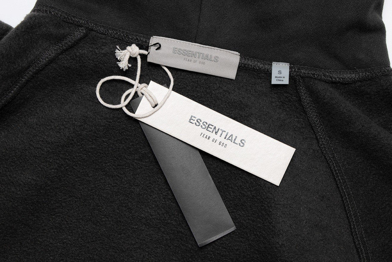 Fear of God Essentials 1977数字植绒印花 抓绒 连帽卫衣 帽衫 外套 灰色 黑色 
