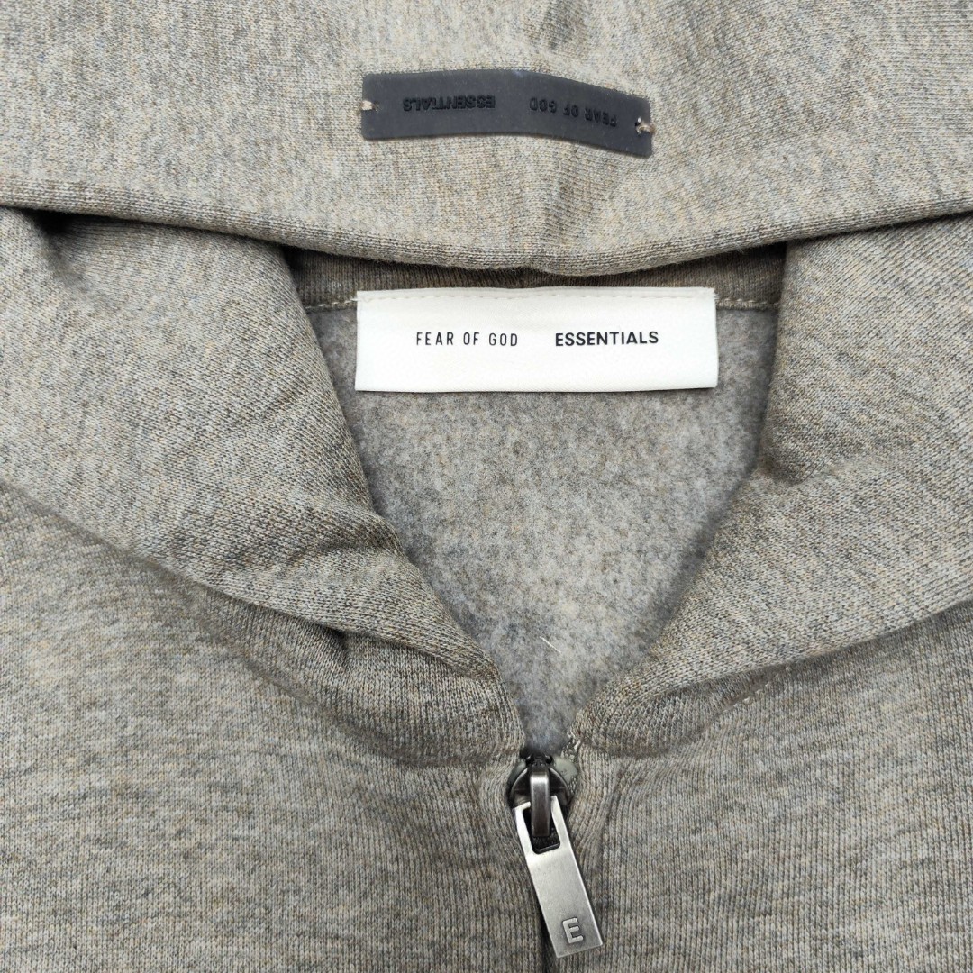 Fear of God Essentials 徽标字母后背印花 抓绒 拉链连帽卫衣 帽衫 外套 灰色 黑色 