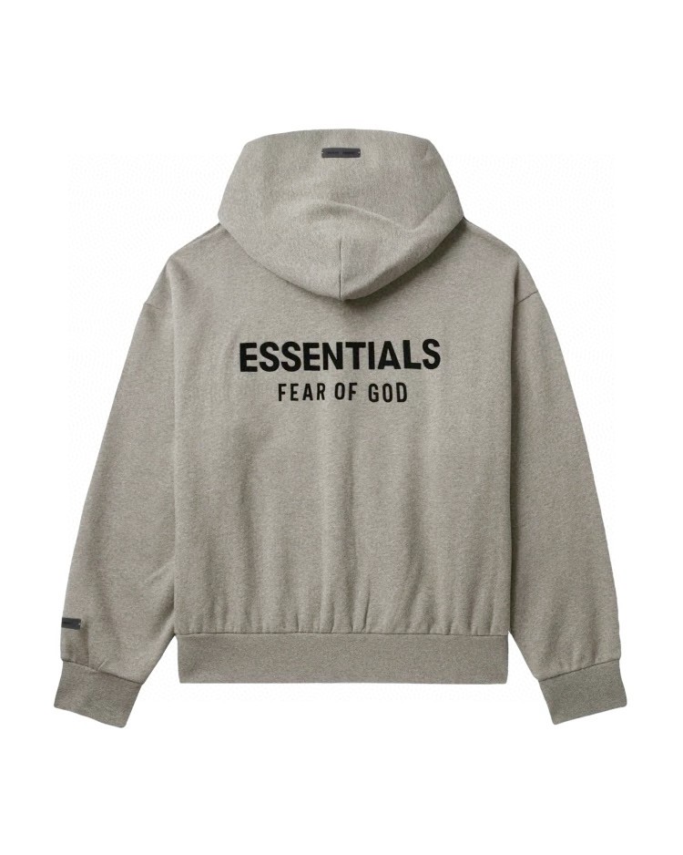 Fear of God Essentials 徽标字母后背印花 抓绒 拉链连帽卫衣 帽衫 外套 灰色 黑色 