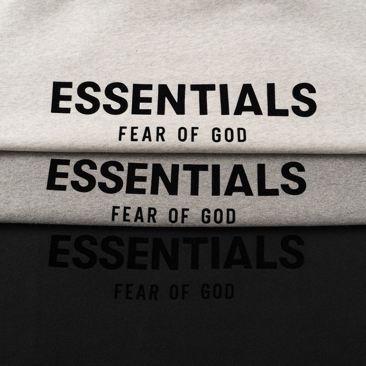 Fear of God Essentials 胸口后背植绒字母徽标 抓绒 套头圆领卫衣 外套 灰色 黑色 燕麦色