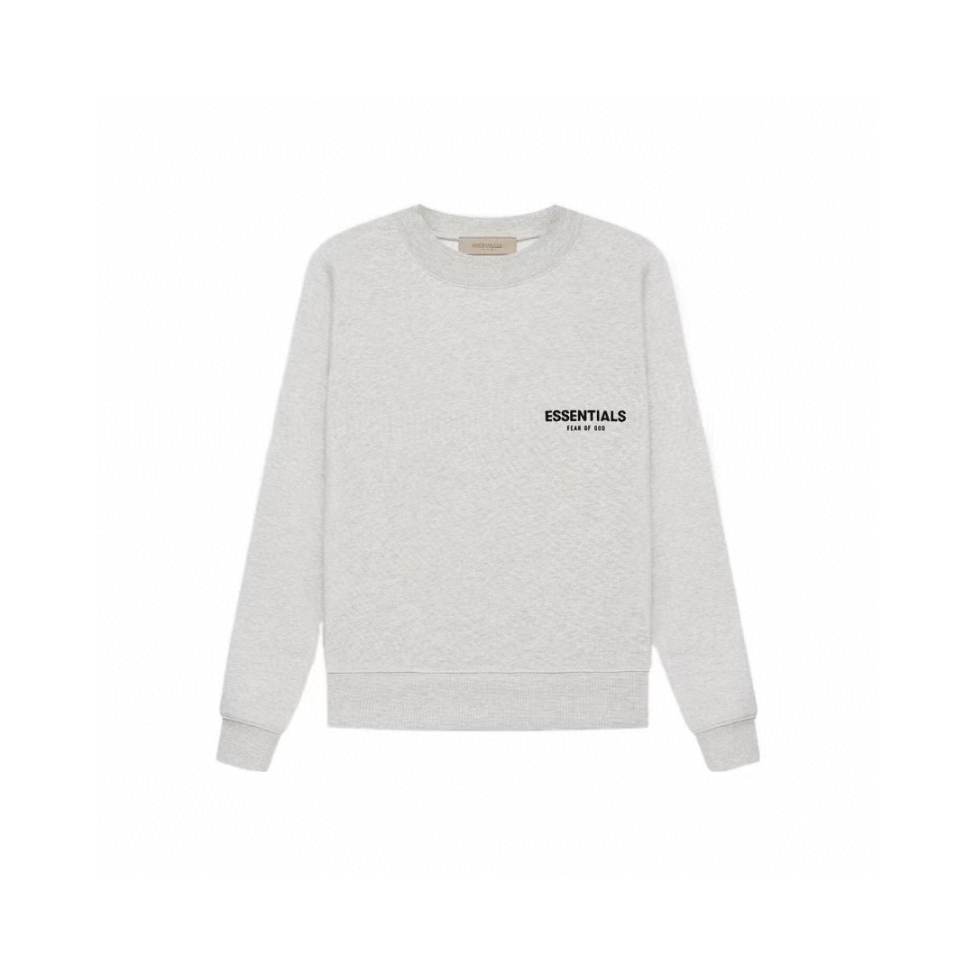 Fear of God Essentials 胸口后背植绒字母徽标 抓绒 套头圆领卫衣 外套 灰色 黑色 燕麦色