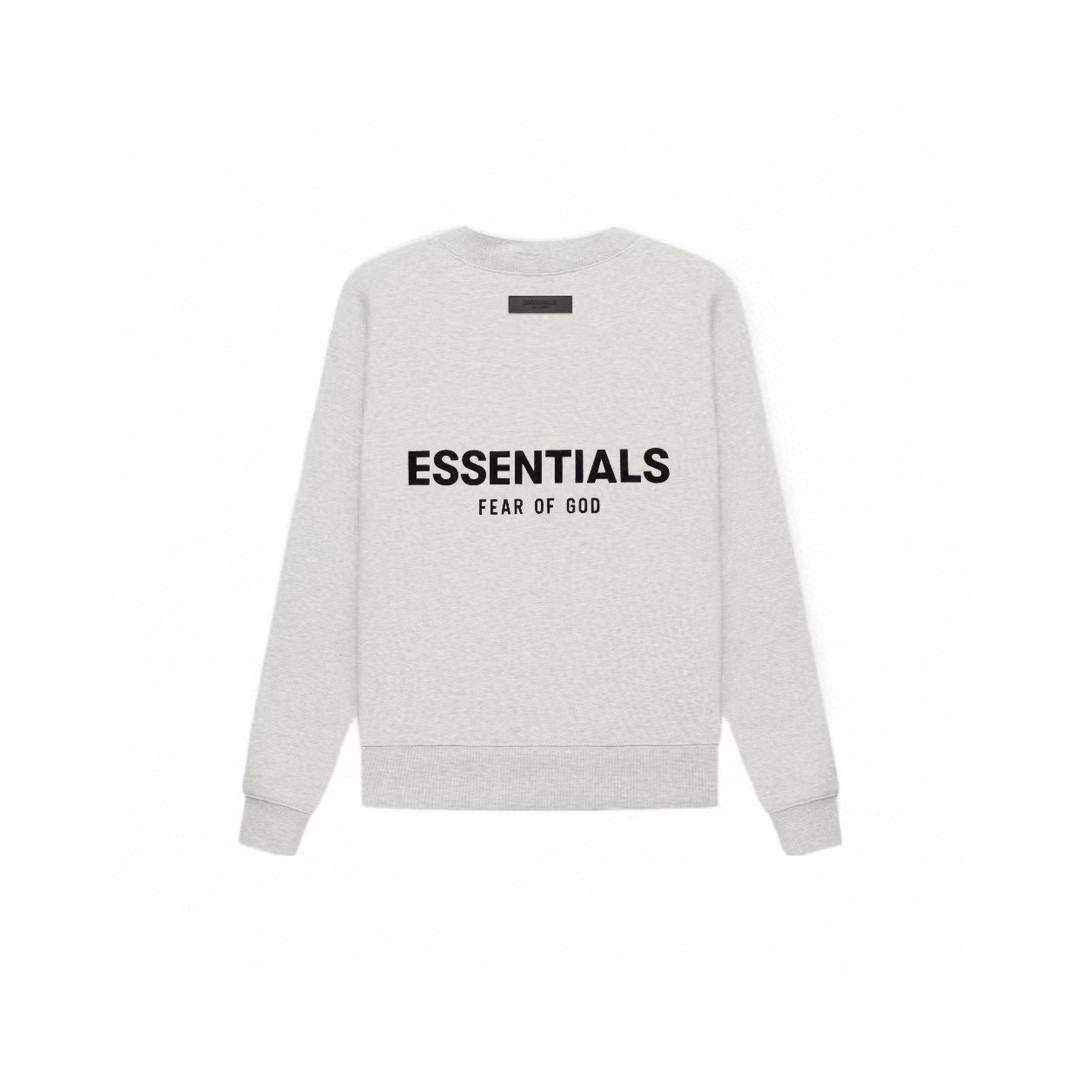 Fear of God Essentials 胸口后背植绒字母徽标 抓绒 套头圆领卫衣 外套 灰色 黑色 燕麦色
