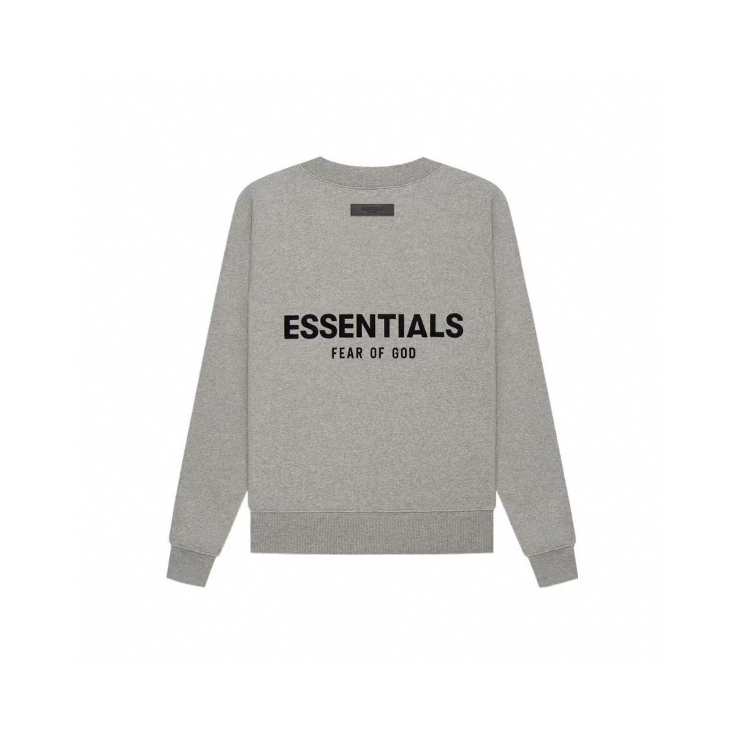 Fear of God Essentials 胸口后背植绒字母徽标 抓绒 套头圆领卫衣 外套 灰色 黑色 燕麦色