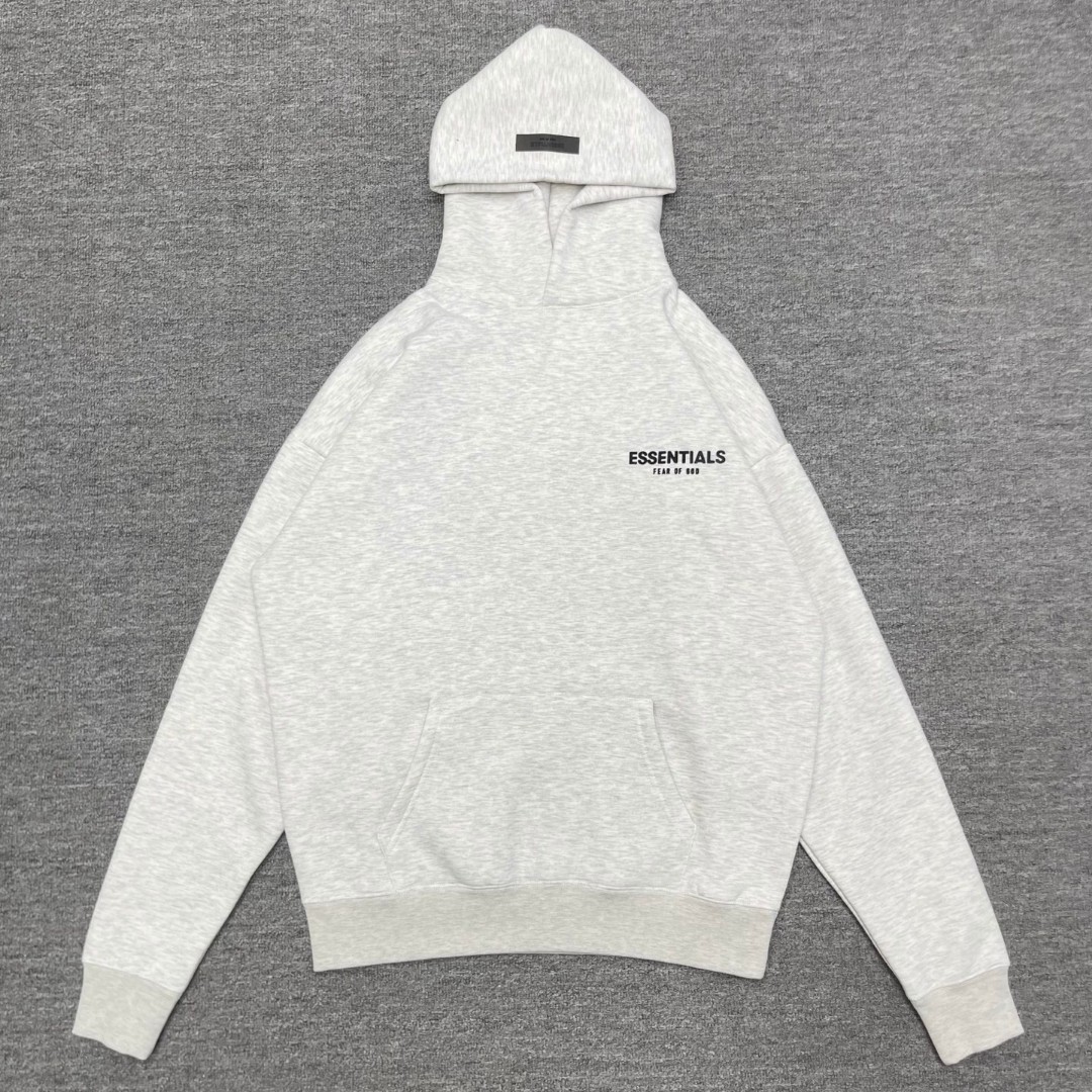 Fear of God Essentials 后背Fear of God涂鸦字母印花 抓绒 套头连帽卫衣 外套 灰色 黑色