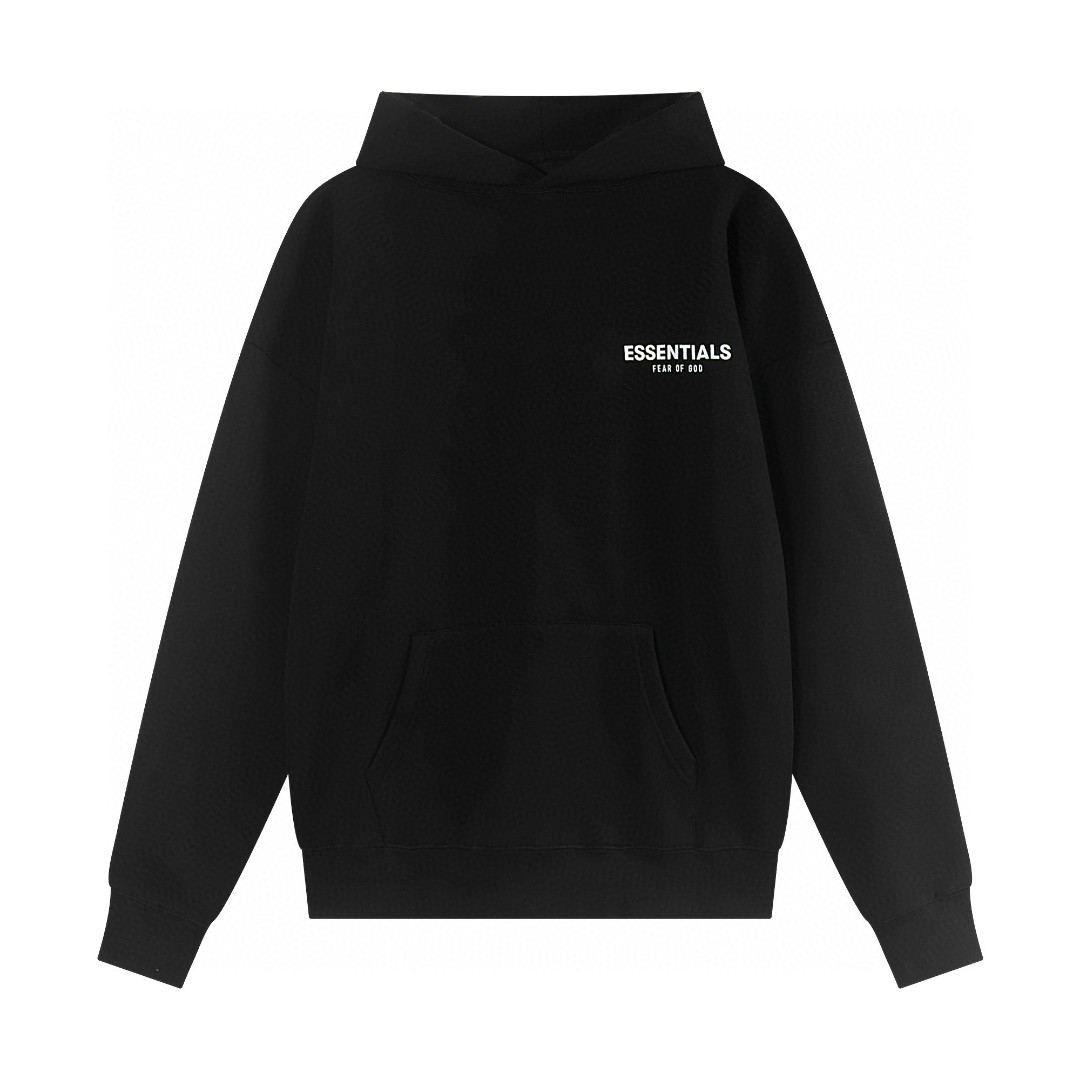 Fear of God Essentials 后背Fear of God涂鸦字母印花 抓绒 套头连帽卫衣 外套 灰色 黑色