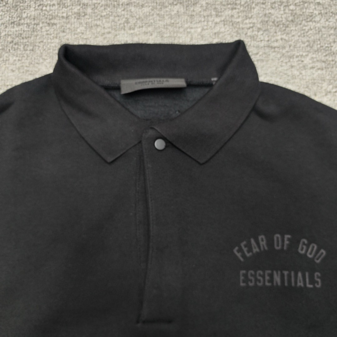 Fear of God Essentials 徽标印花套头Polo衫 抓绒 卫衣 外套 长袖 灰色 黑色 192BT244391F
