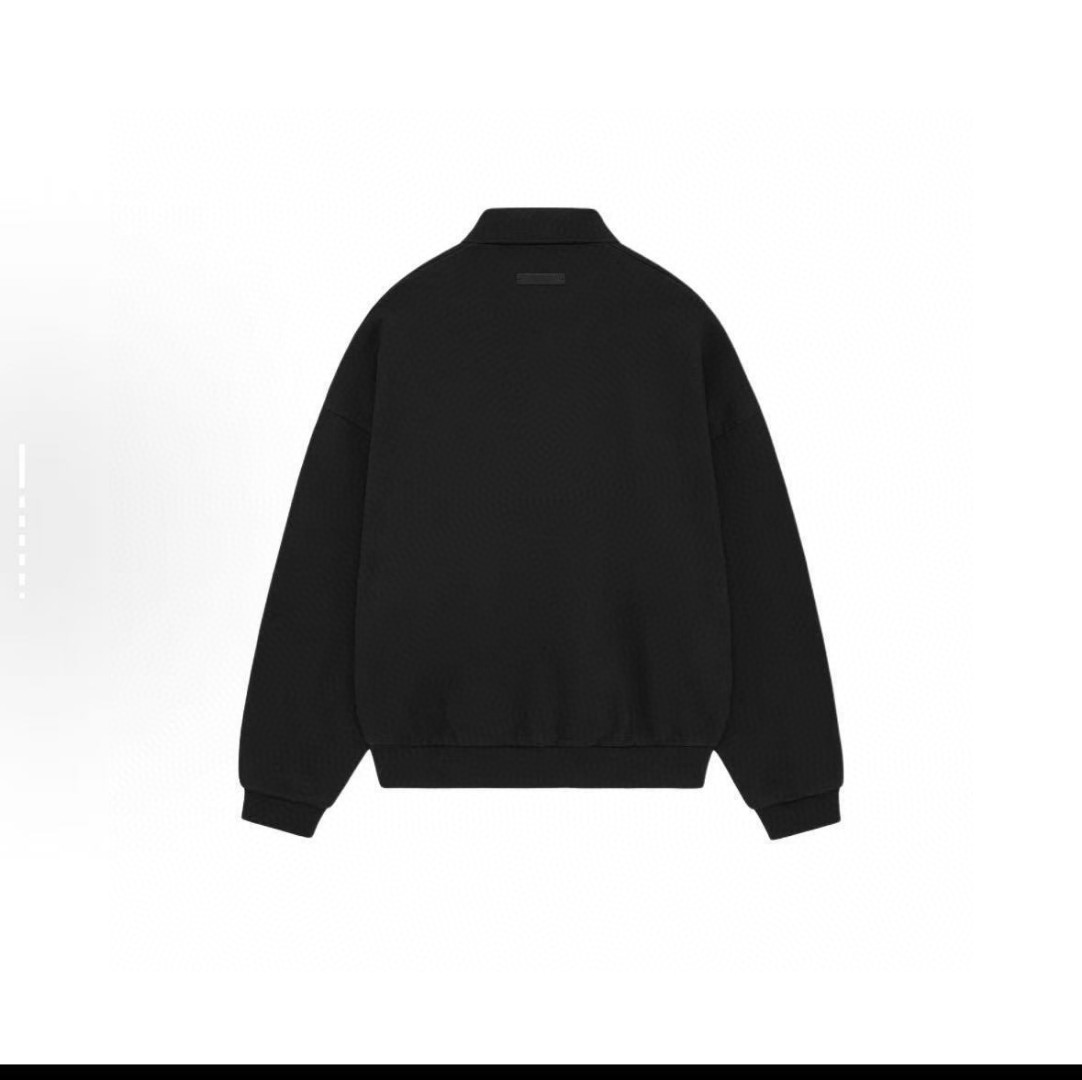 Fear of God Essentials 徽标印花套头Polo衫 抓绒 卫衣 外套 长袖 灰色 黑色 192BT244391F