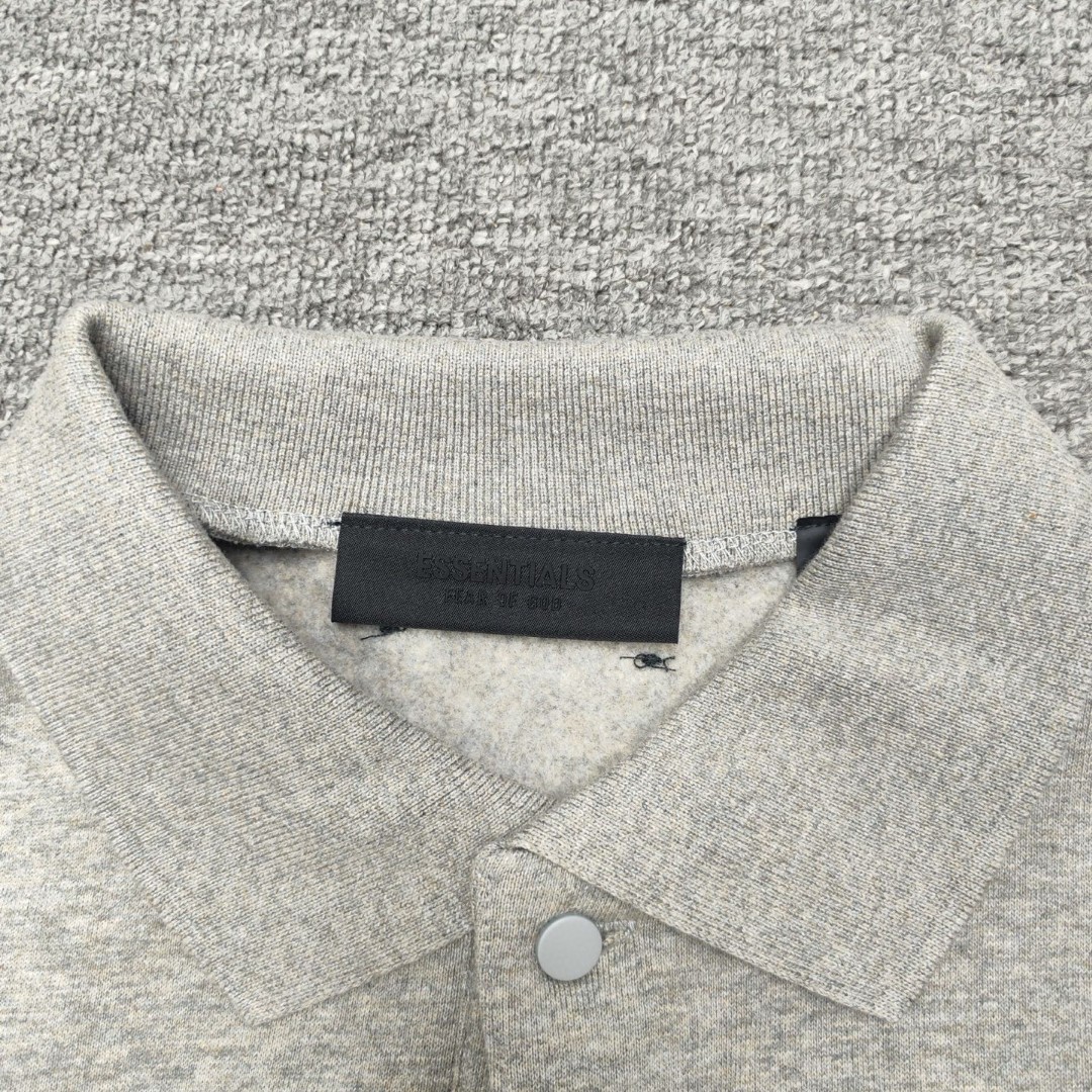 Fear of God Essentials 徽标印花套头Polo衫 抓绒 卫衣 外套 长袖 灰色 黑色 192BT244391F