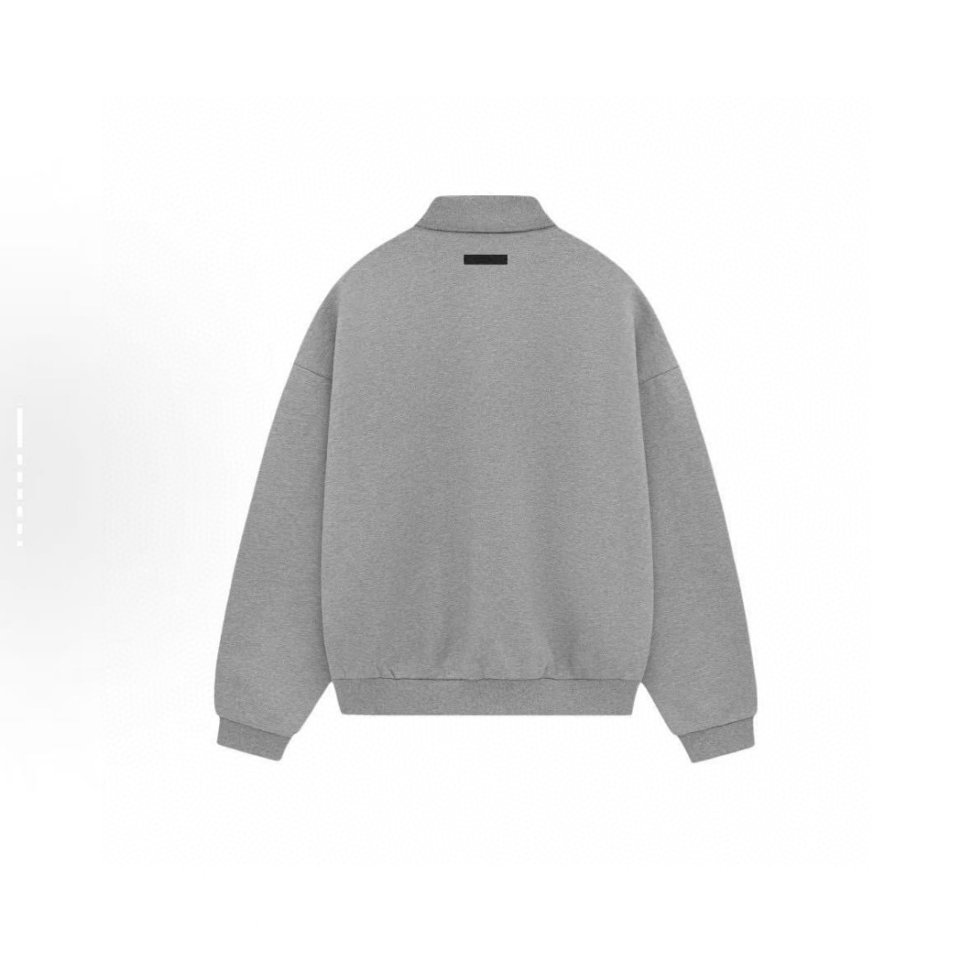 Fear of God Essentials 徽标印花套头Polo衫 抓绒 卫衣 外套 长袖 灰色 黑色 192BT244391F