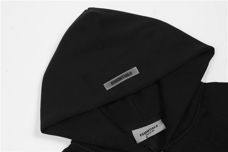Fear of God Essentials 压胶字母胸前后背logo 抓绒 拉链连帽卫衣 帽衫 外套 炭灰色 黑色 0192250500184003