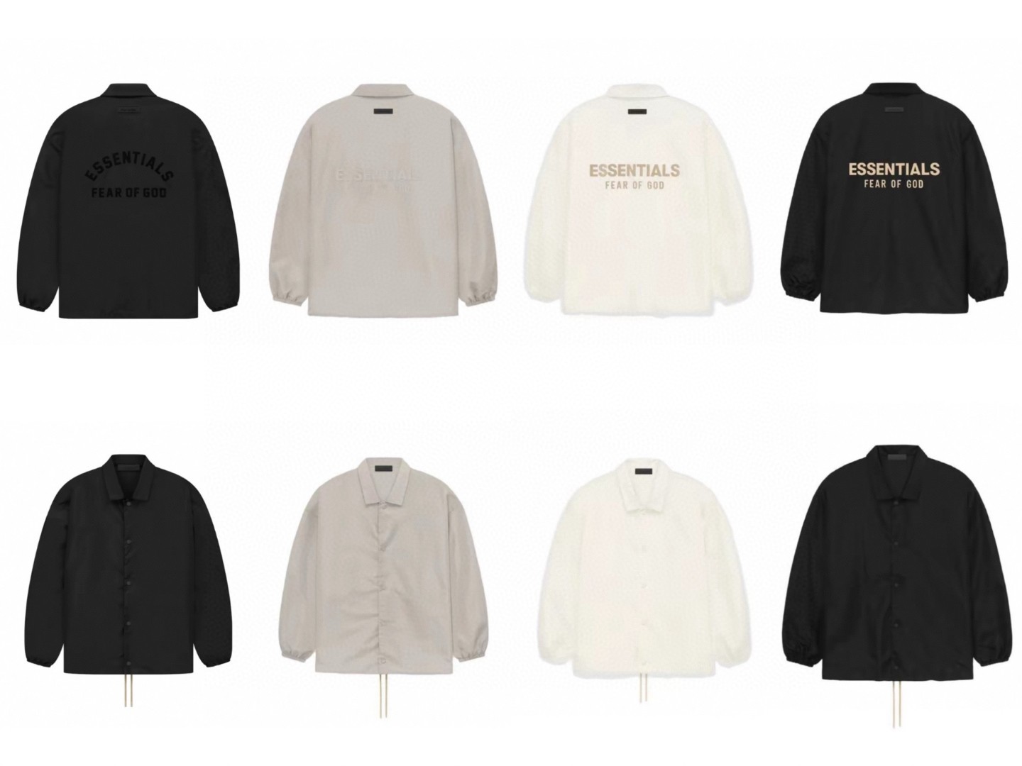 Fear of God Essentials 纯色logo翻领防风纽扣夹克 外套 纯黑 灰色 白色 黑色 A5 202BT232012F
