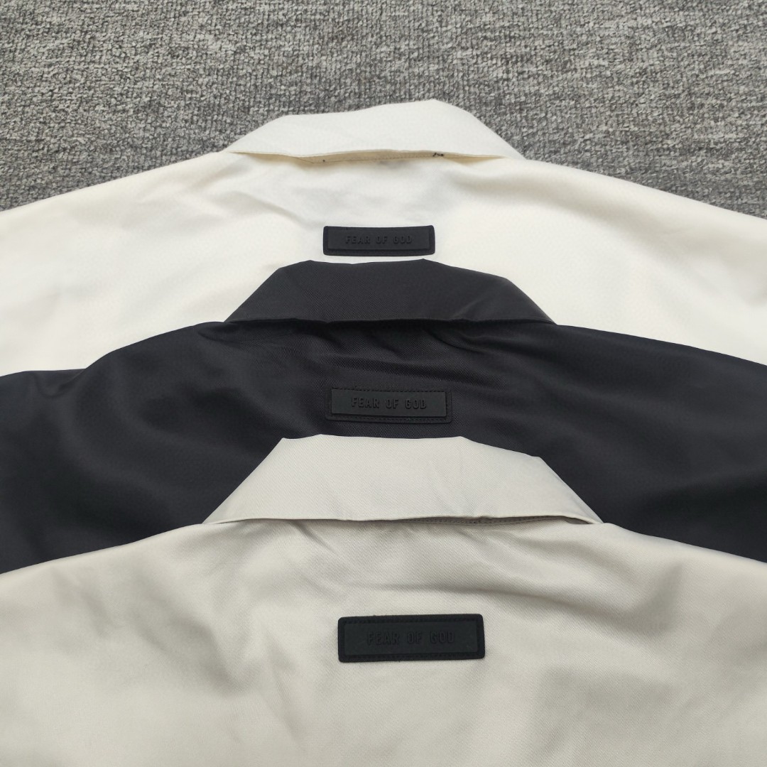 Fear of God Essentials 纯色logo翻领防风纽扣夹克 外套 纯黑 灰色 白色 黑色 A5 202BT232012F