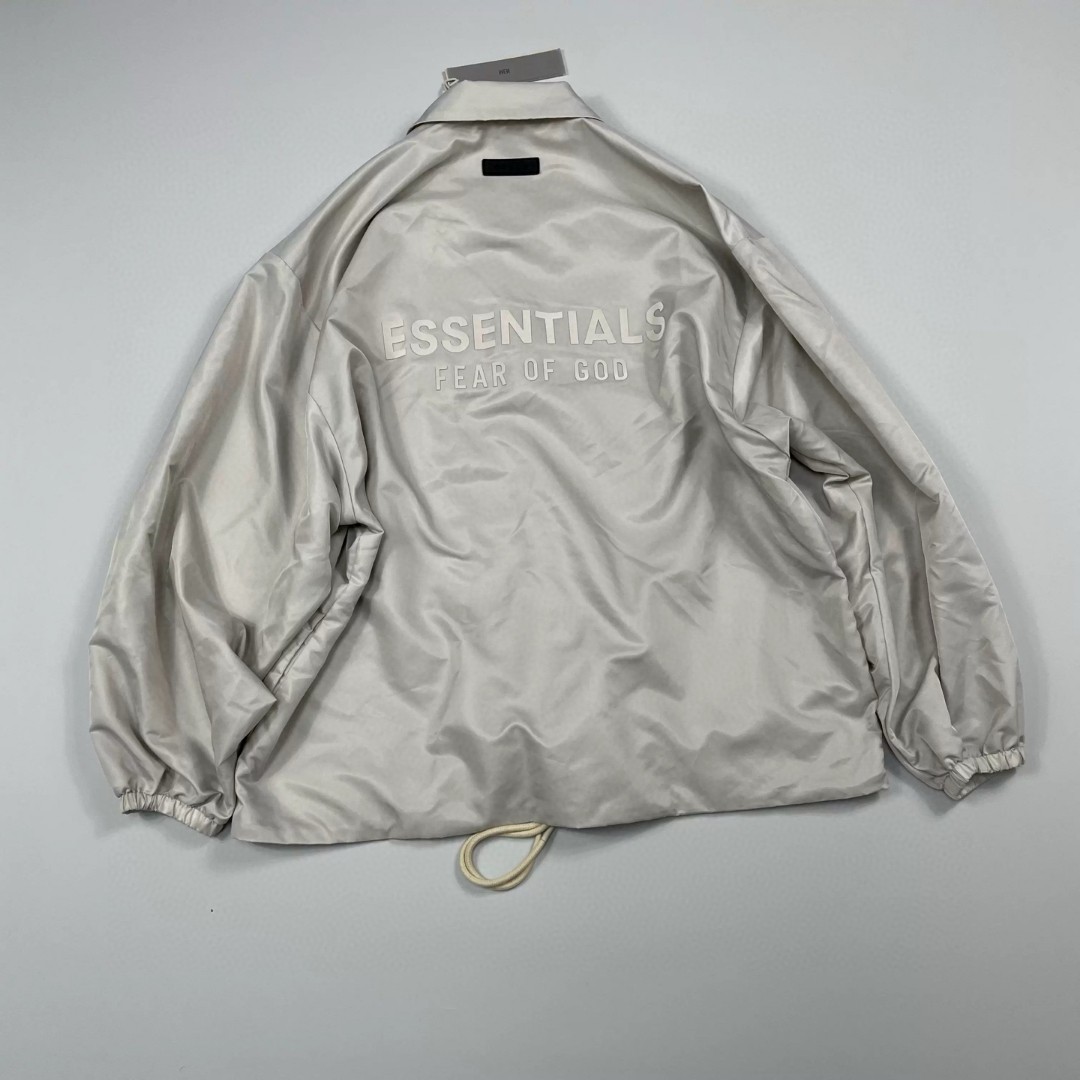 Fear of God Essentials 纯色logo翻领防风纽扣夹克 外套 纯黑 灰色 白色 黑色 A5 202BT232012F