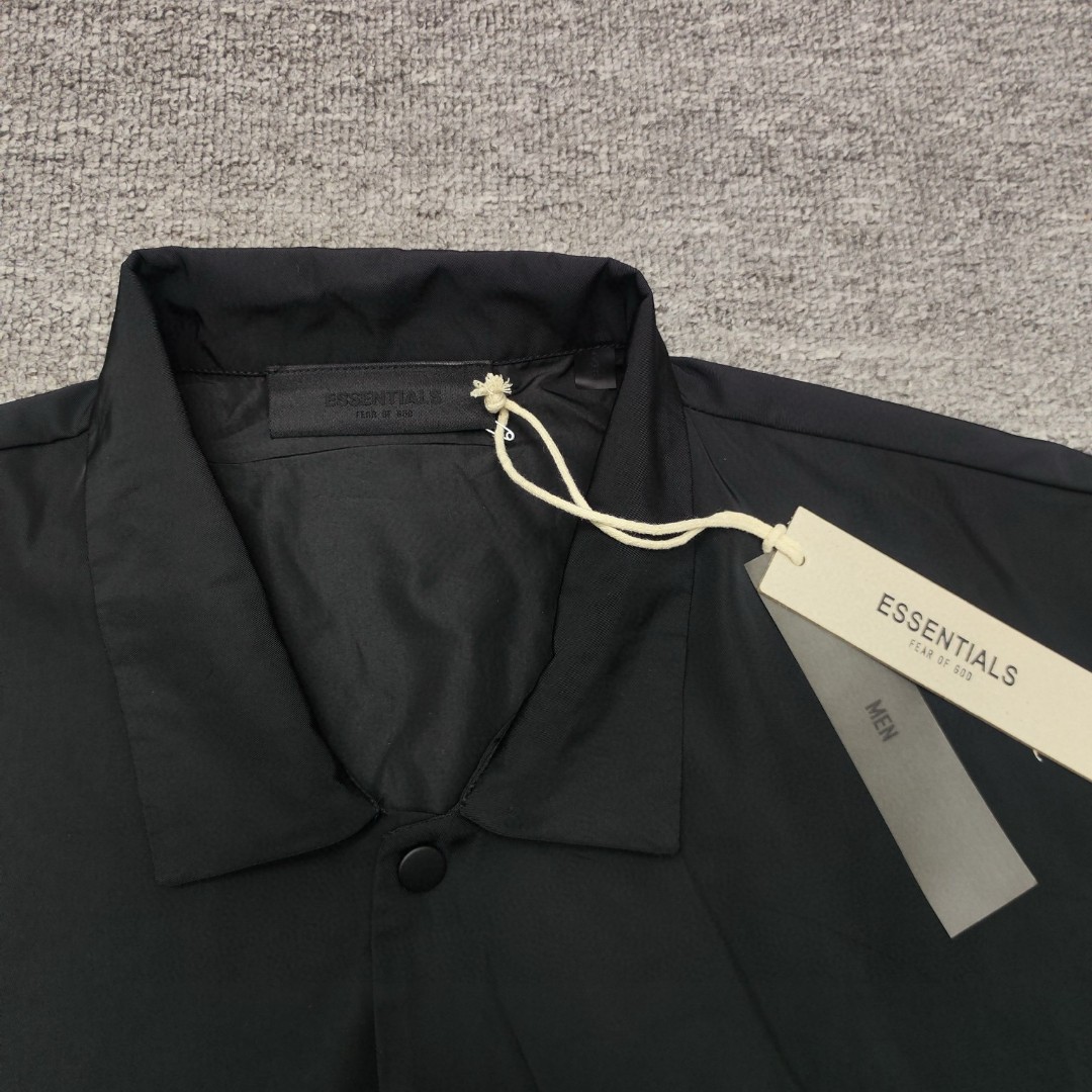 Fear of God Essentials 纯色logo翻领防风纽扣夹克 外套 纯黑 灰色 白色 黑色 A5 202BT232012F