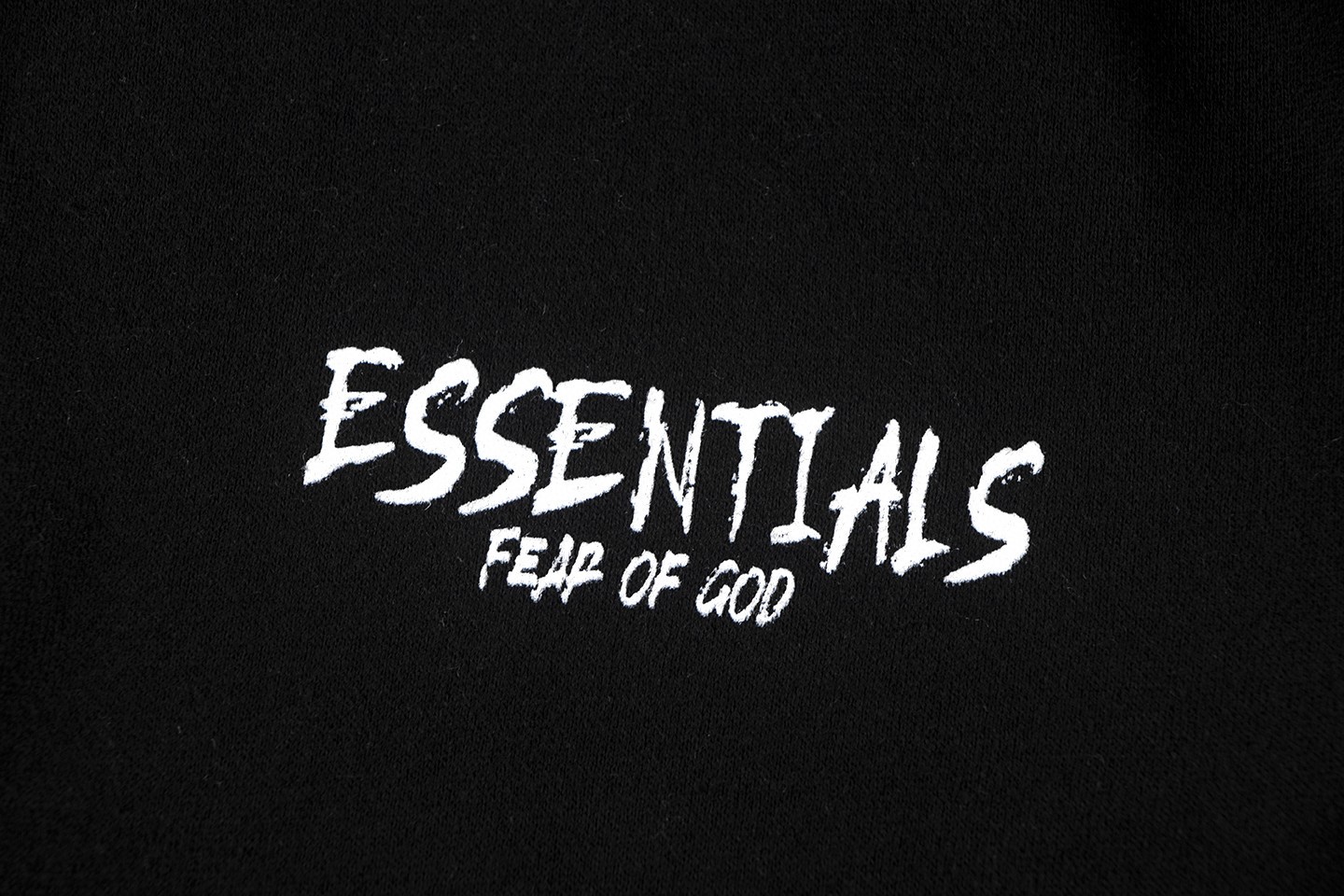 Fear of God Essentials 后背Essentials涂鸦字母印花 抓绒 套头连帽卫衣 外套 灰色 黑色