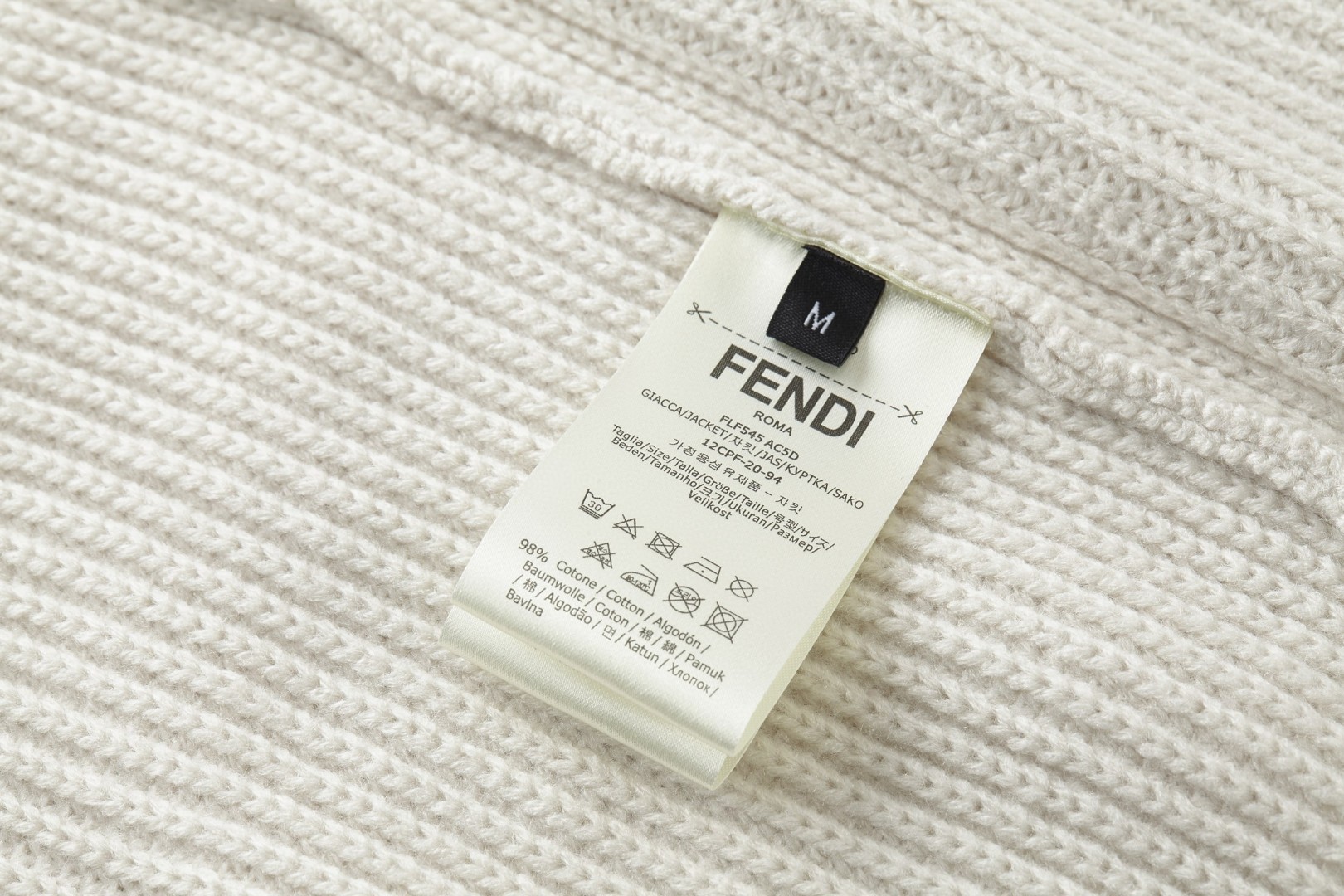 FENDI 芬迪 刺绣标识毛衣 针织衫 外套 保暖 长袖 米白色 蓝色 B0 FZX091AW0CF0N5W