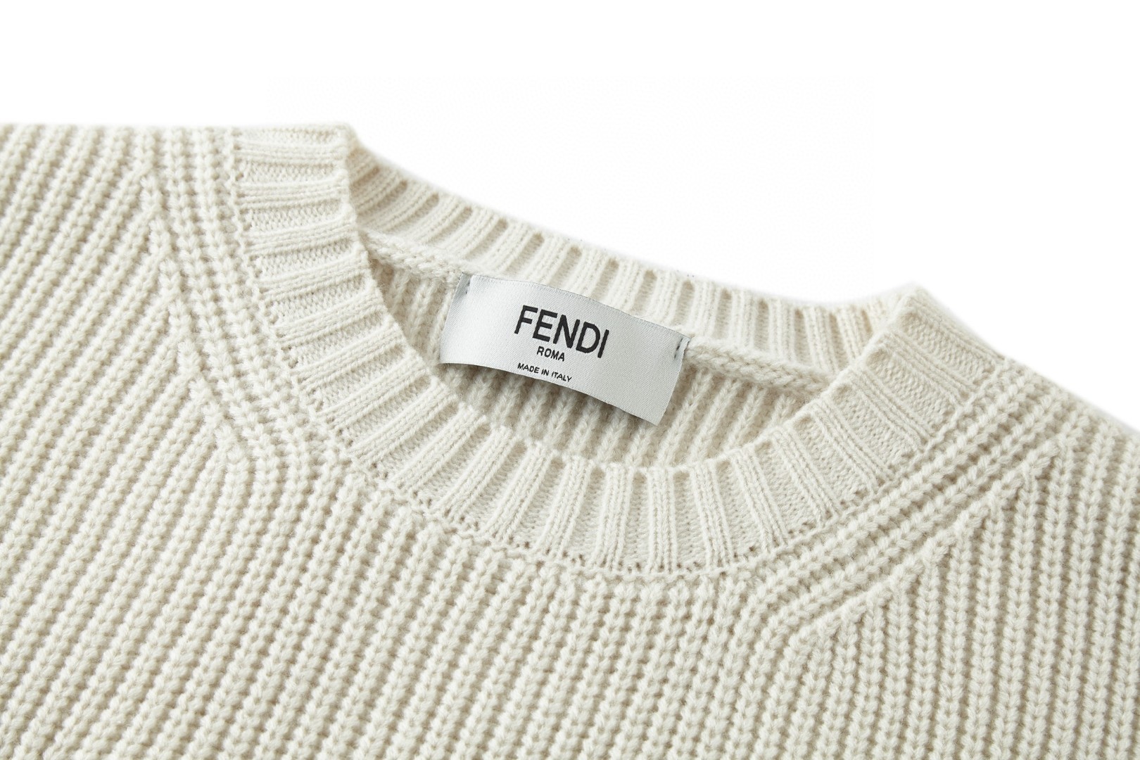 FENDI 芬迪 刺绣标识毛衣 针织衫 外套 保暖 长袖 米白色 蓝色 B0 FZX091AW0CF0N5W