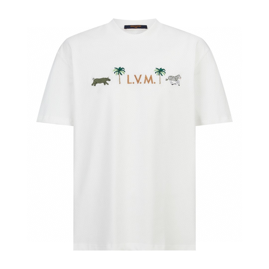 LOUIS VUITTON 路易威登 The Darjeeling Limited 动物刺绣图案短袖 T恤 白色 A0 1AJVQK