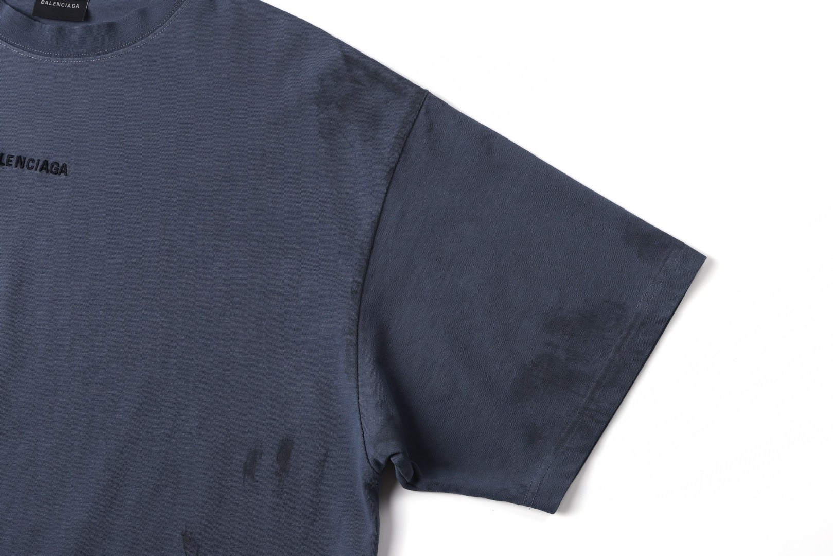 Balenciaga 巴黎世家 图绘前后字母刺绣 短袖 T恤 蓝色 A0 764235TTVF93364