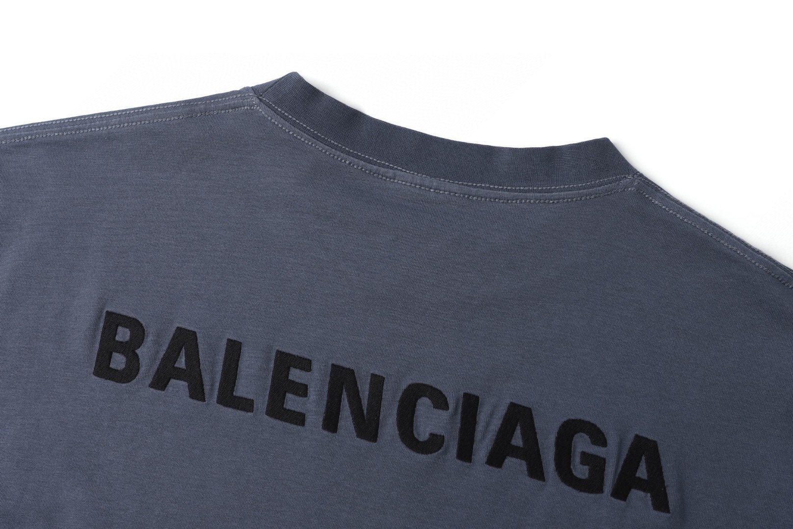 Balenciaga 巴黎世家 图绘前后字母刺绣 短袖 T恤 蓝色 A0 764235TTVF93364