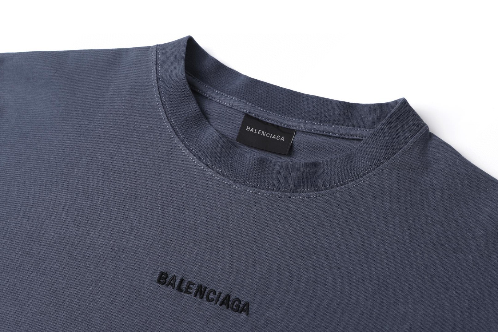 Balenciaga 巴黎世家 图绘前后字母刺绣 短袖 T恤 蓝色 A0 764235TTVF93364