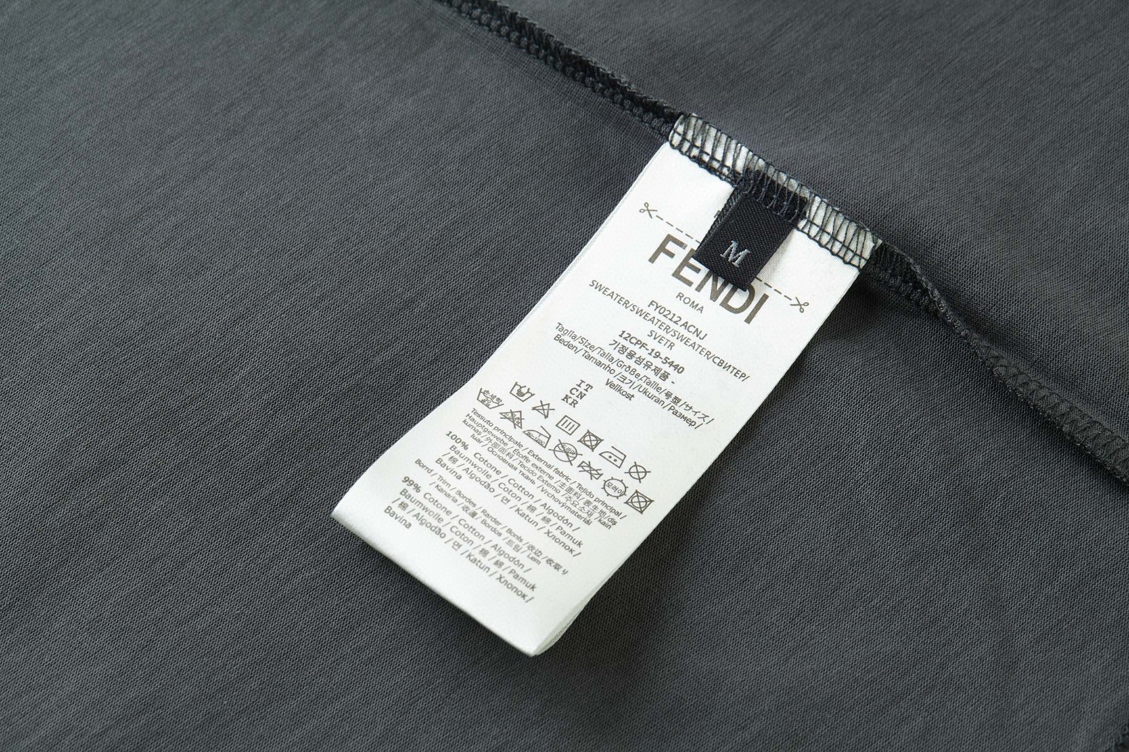 FENDI 芬迪 刺绣标识T恤 短袖 套头 夏季 灰色 A0 FY0936AVOJF0UU0