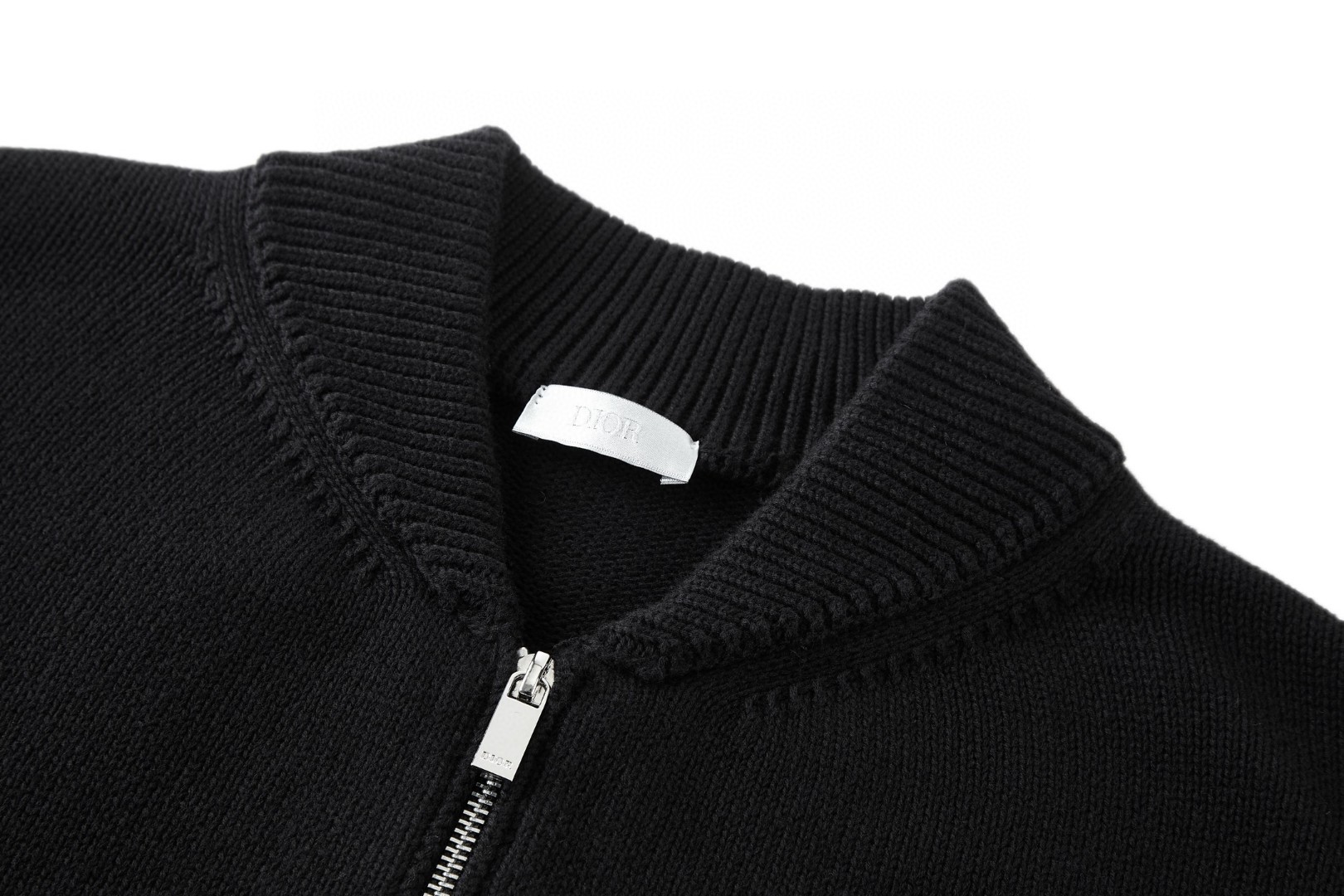 DIOR 迪奥 麻绳刺绣标识针织拉链外套 毛衣 夹克 长袖 保暖 黑色 B5 613M404A2027-C989