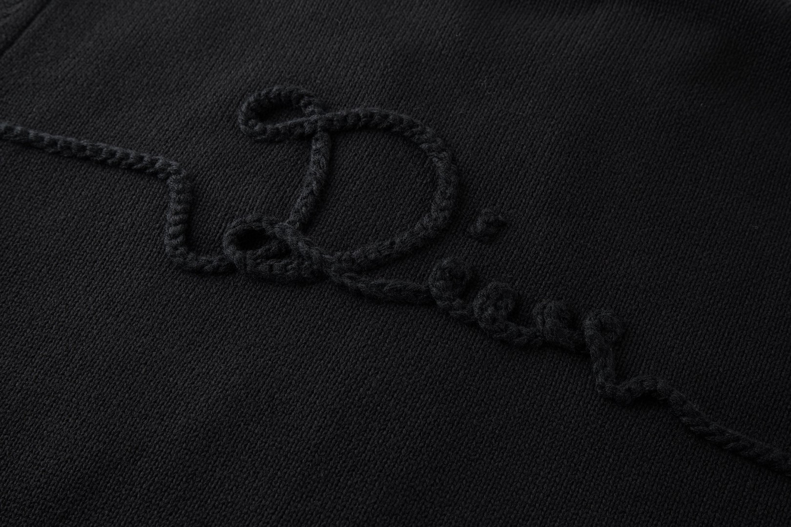 DIOR 迪奥 麻绳刺绣标识针织拉链外套 毛衣 夹克 长袖 保暖 黑色 B5 613M404A2027-C989