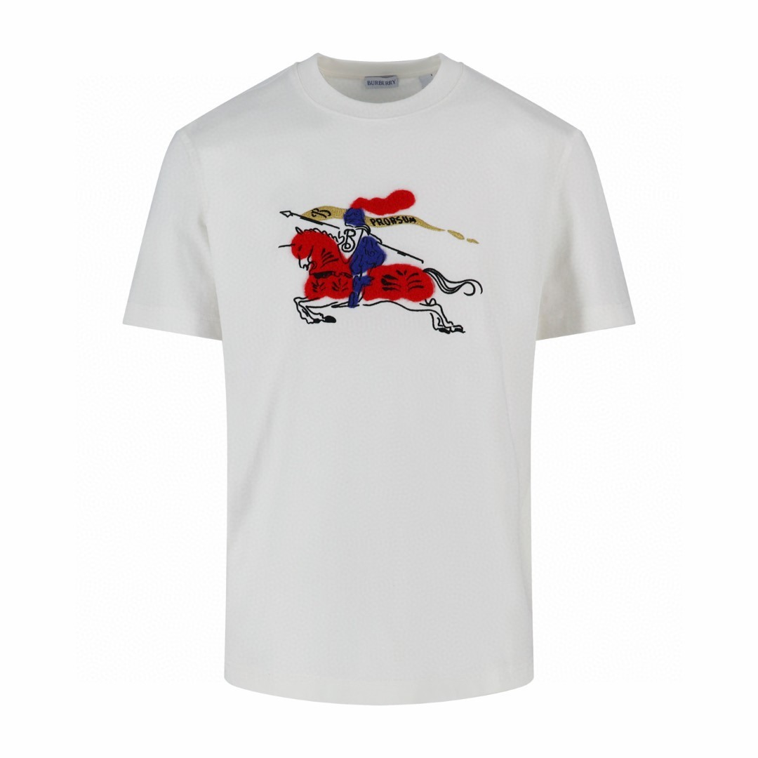 Burberry 巴宝莉 马年新禧贺岁系列 毛巾绣战马 圆领 短袖 T恤 夏季 黑色 红色 米色 白色 A0 81183811