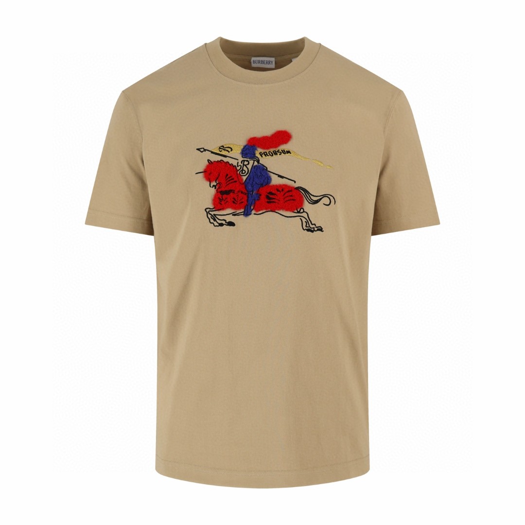 Burberry 巴宝莉 马年新禧贺岁系列 毛巾绣战马 圆领 短袖 T恤 夏季 黑色 红色 米色 白色 A0 81183811