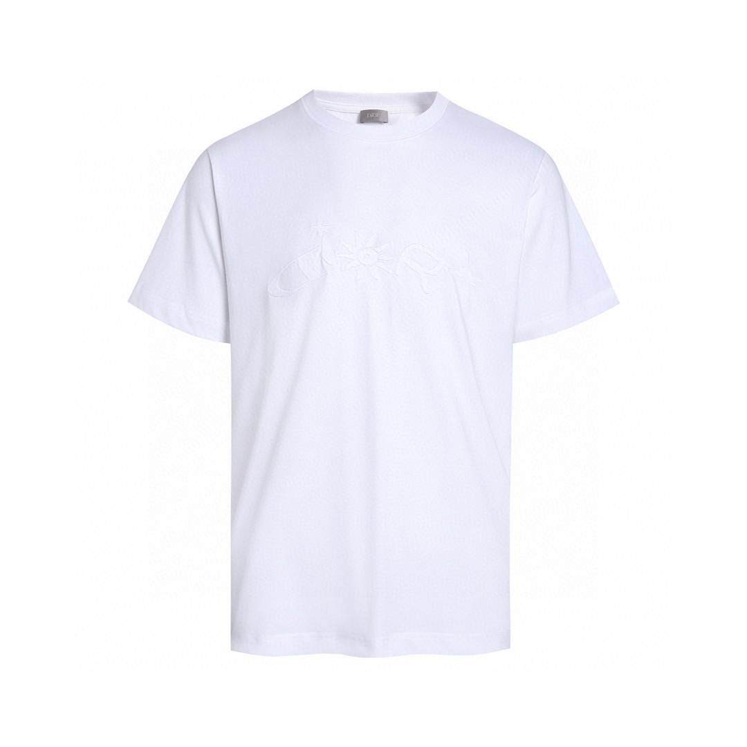DIOR 迪奥 Lewis Hamilton 合作系列 刺绣字母logo短袖 T恤 夏 黑色 白色 A0 593J696W0554-C989
