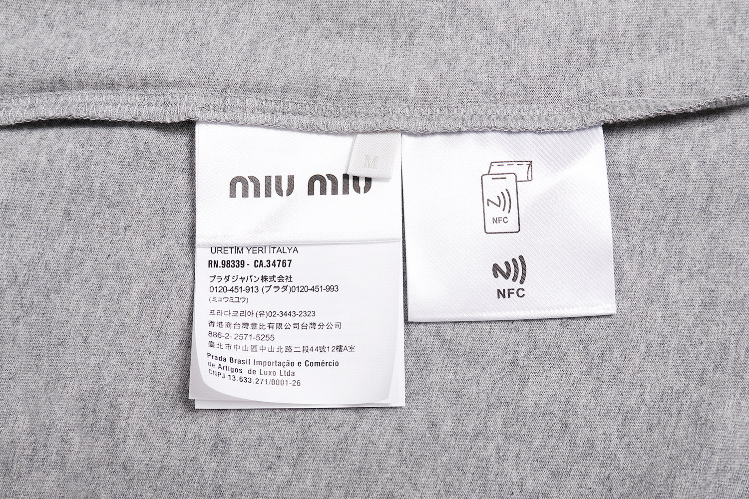 MIU MIU 贴布字母logo 圆领 休闲短袖 T恤 夏季 白色 灰色 A0