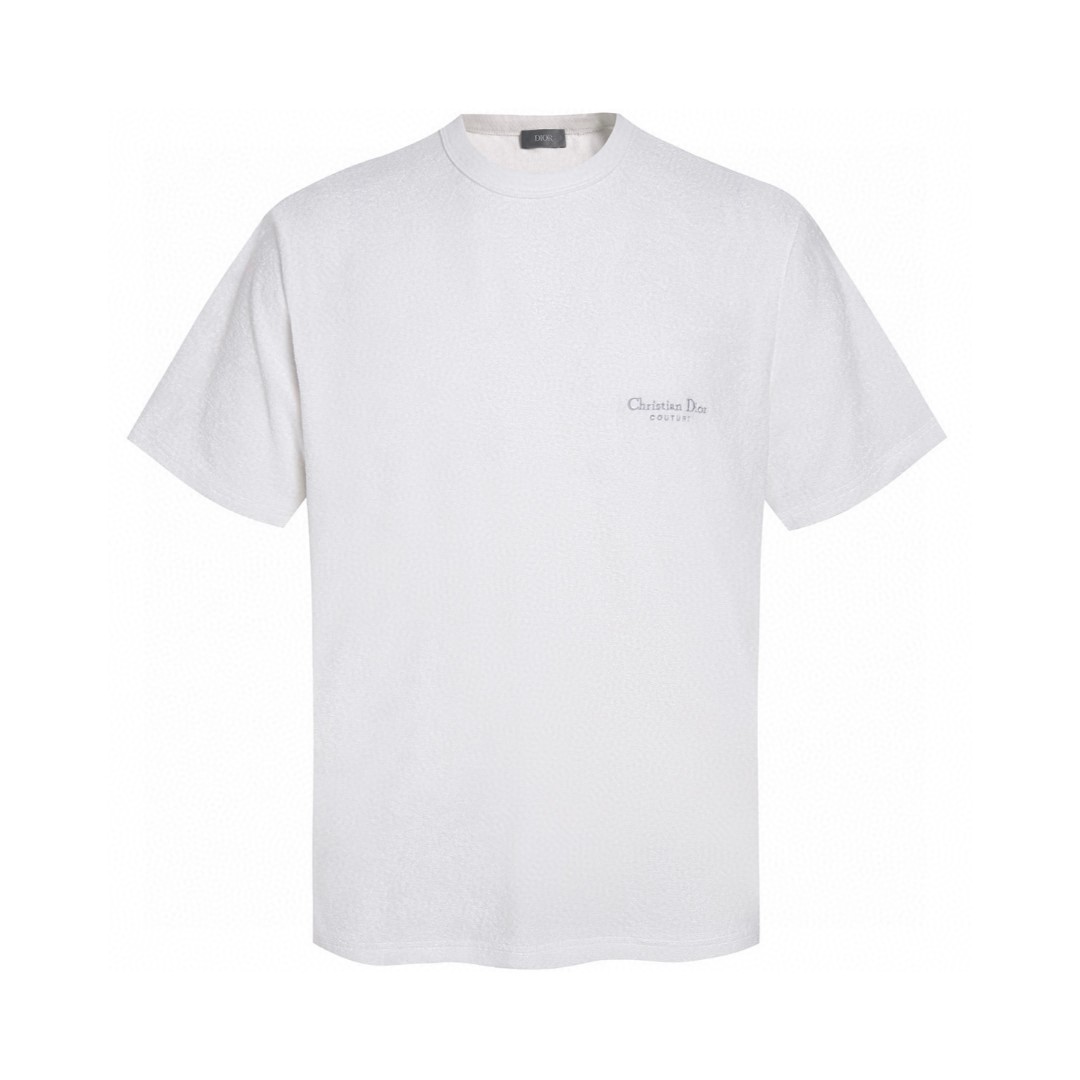 DIOR 迪奥 毛巾棉刺绣logo短袖 T恤 夏季 蓝色 白色 A0 593J696F3006-C580