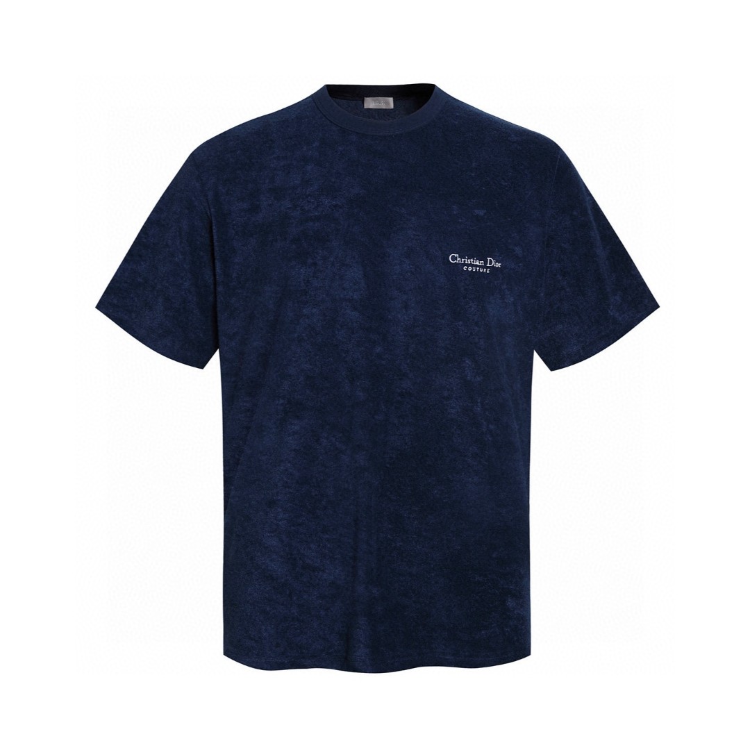 DIOR 迪奥 毛巾棉刺绣logo短袖 T恤 夏季 蓝色 白色 A0 593J696F3006-C580