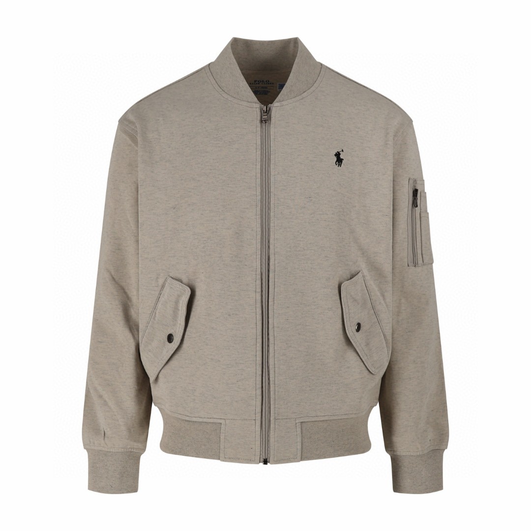 Ralph Lauren 拉夫劳伦 刺绣logo拉链飞行员夹克 外套 长袖 浅灰色 C0 710881521-005