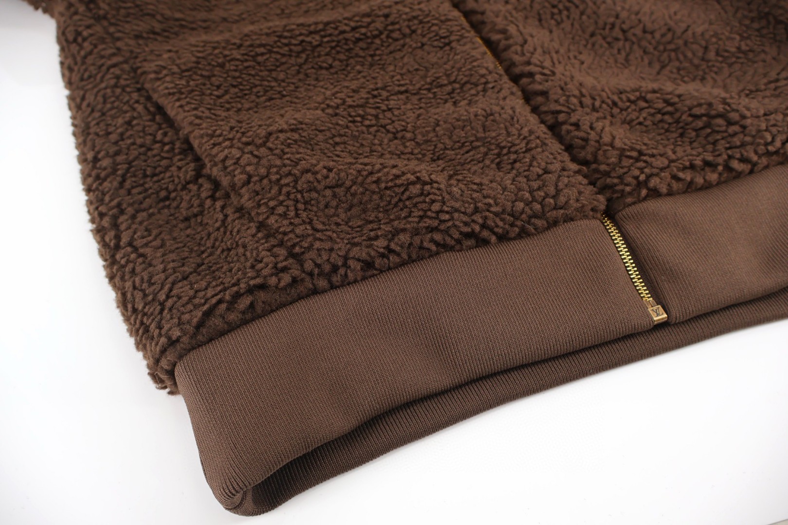 LOUIS VUITTON 路易威登 刺绣字母羊羔毛外套 夹克 保暖 棕色 B5 1AJTU1