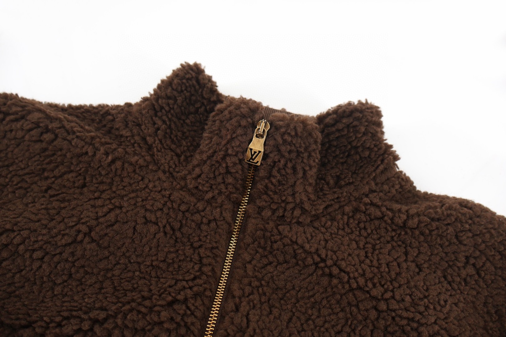 LOUIS VUITTON 路易威登 刺绣字母羊羔毛外套 夹克 保暖 棕色 B5 1AJTU1