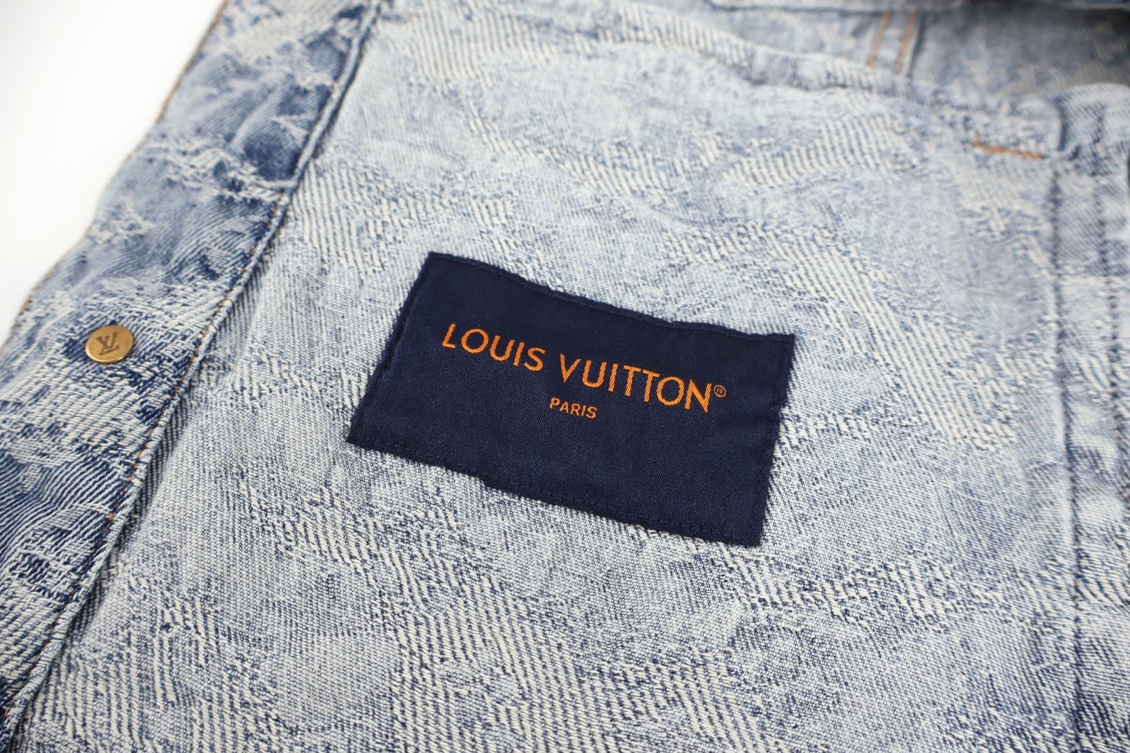 LOUIS VUITTON 路易威登 LV 浮纱提花牛仔外套 牛仔衣 上衣 夹克 蓝色 B5 1AJBA4