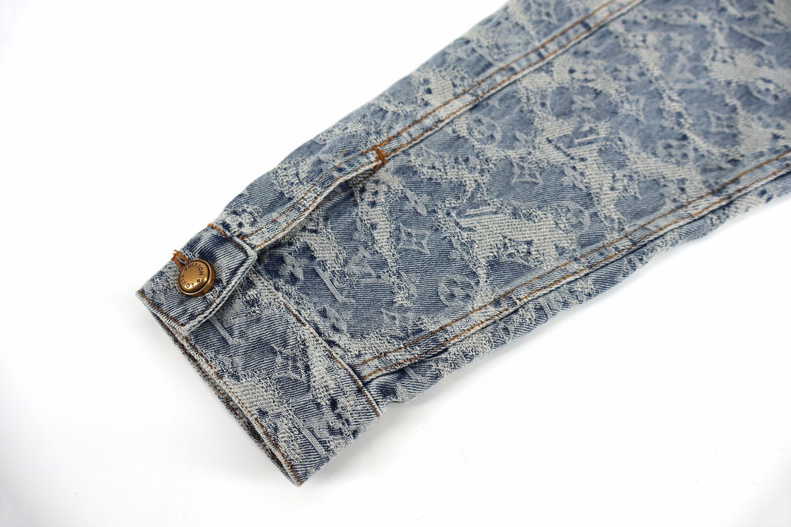 LOUIS VUITTON 路易威登 LV 浮纱提花牛仔外套 牛仔衣 上衣 夹克 蓝色 B5 1AJBA4