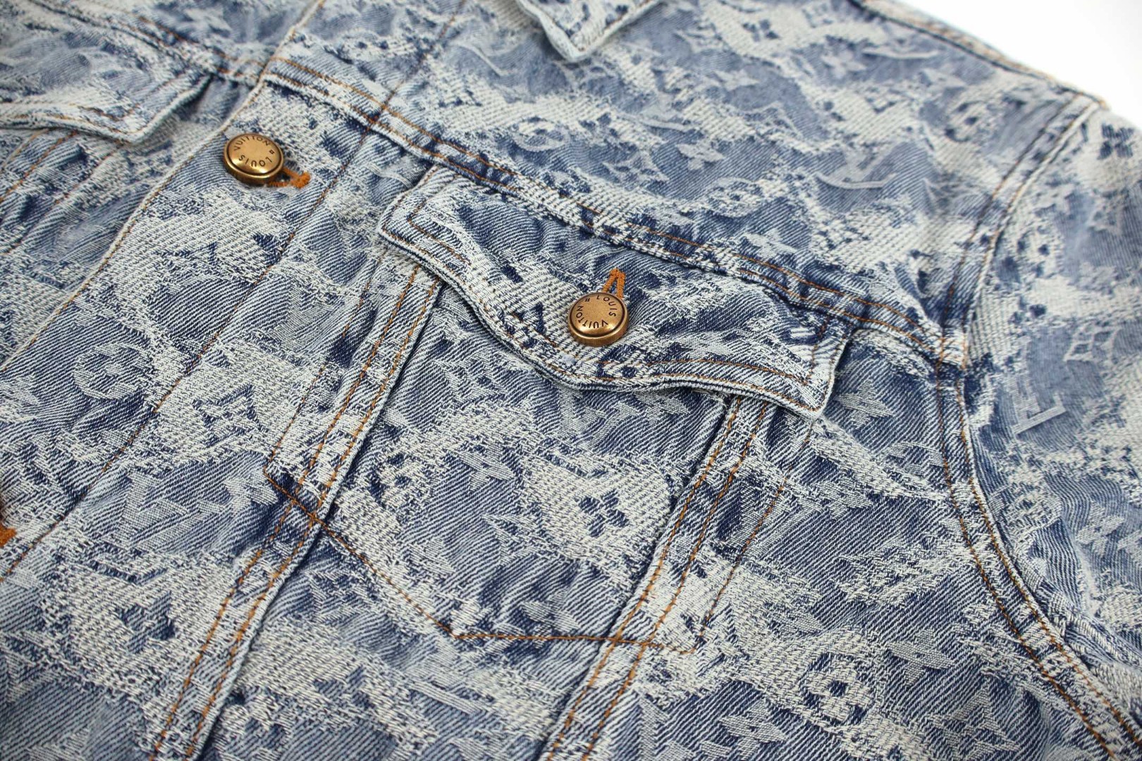 LOUIS VUITTON 路易威登 LV 浮纱提花牛仔外套 牛仔衣 上衣 夹克 蓝色 B5 1AJBA4