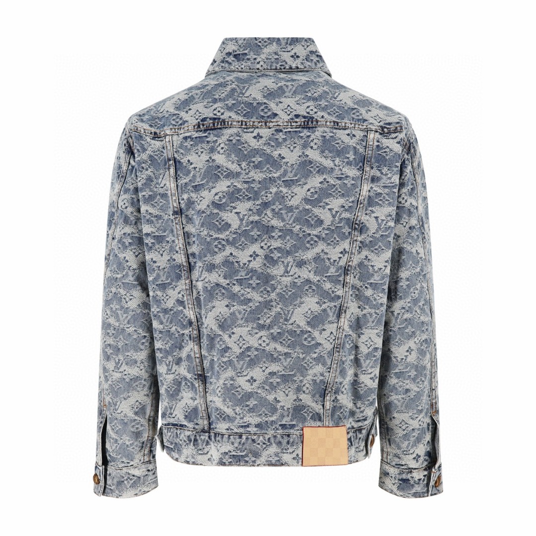 LOUIS VUITTON 路易威登 LV 浮纱提花牛仔外套 牛仔衣 上衣 夹克 蓝色 B5 1AJBA4